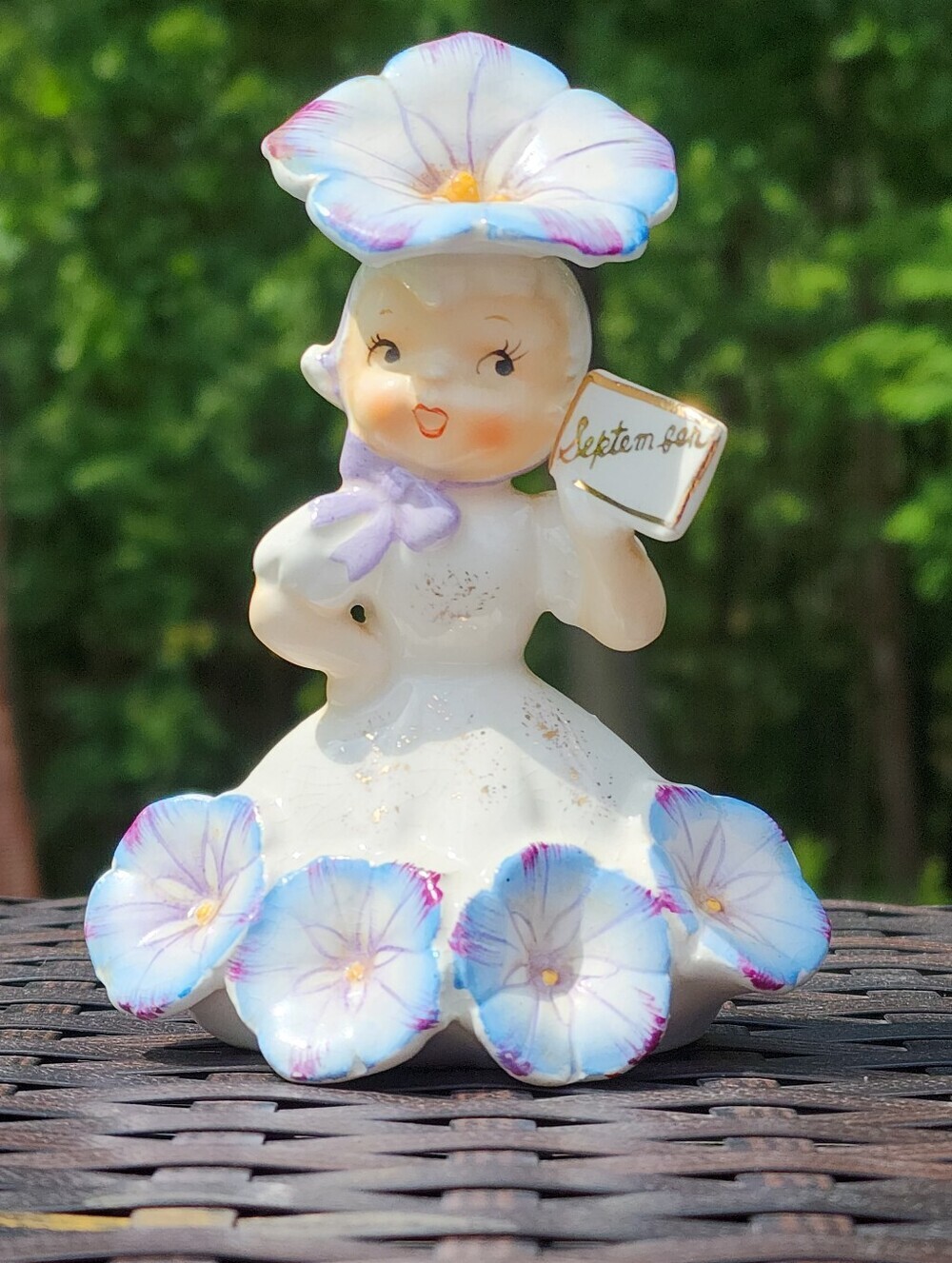 Vintage Napco Morning Glory September Flower of the Month Girl Figurine IC1931